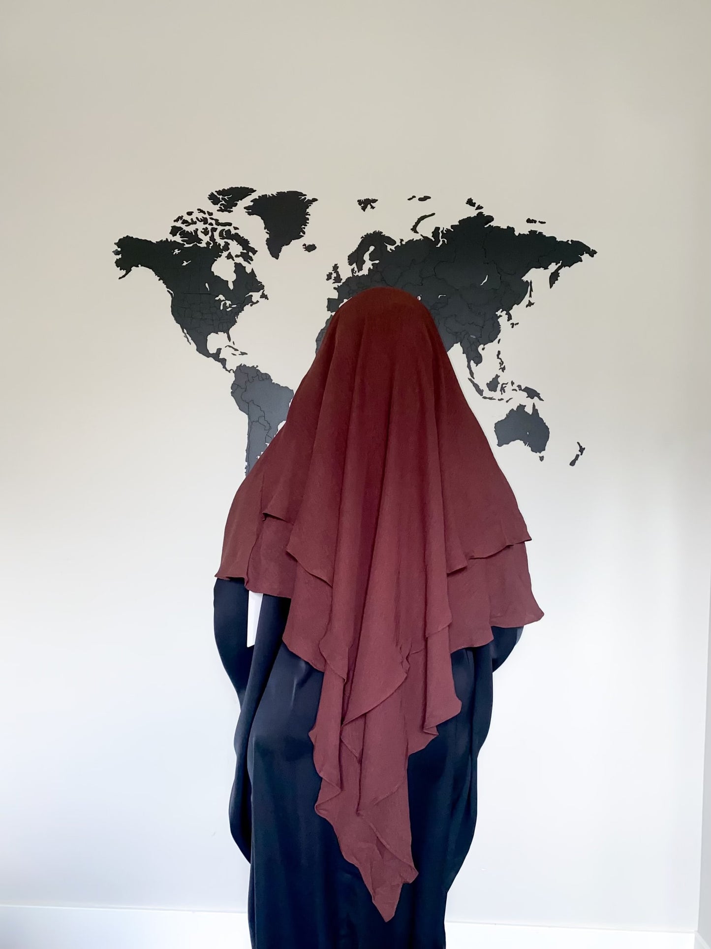 Double Layered Khimar - Dark Coffee