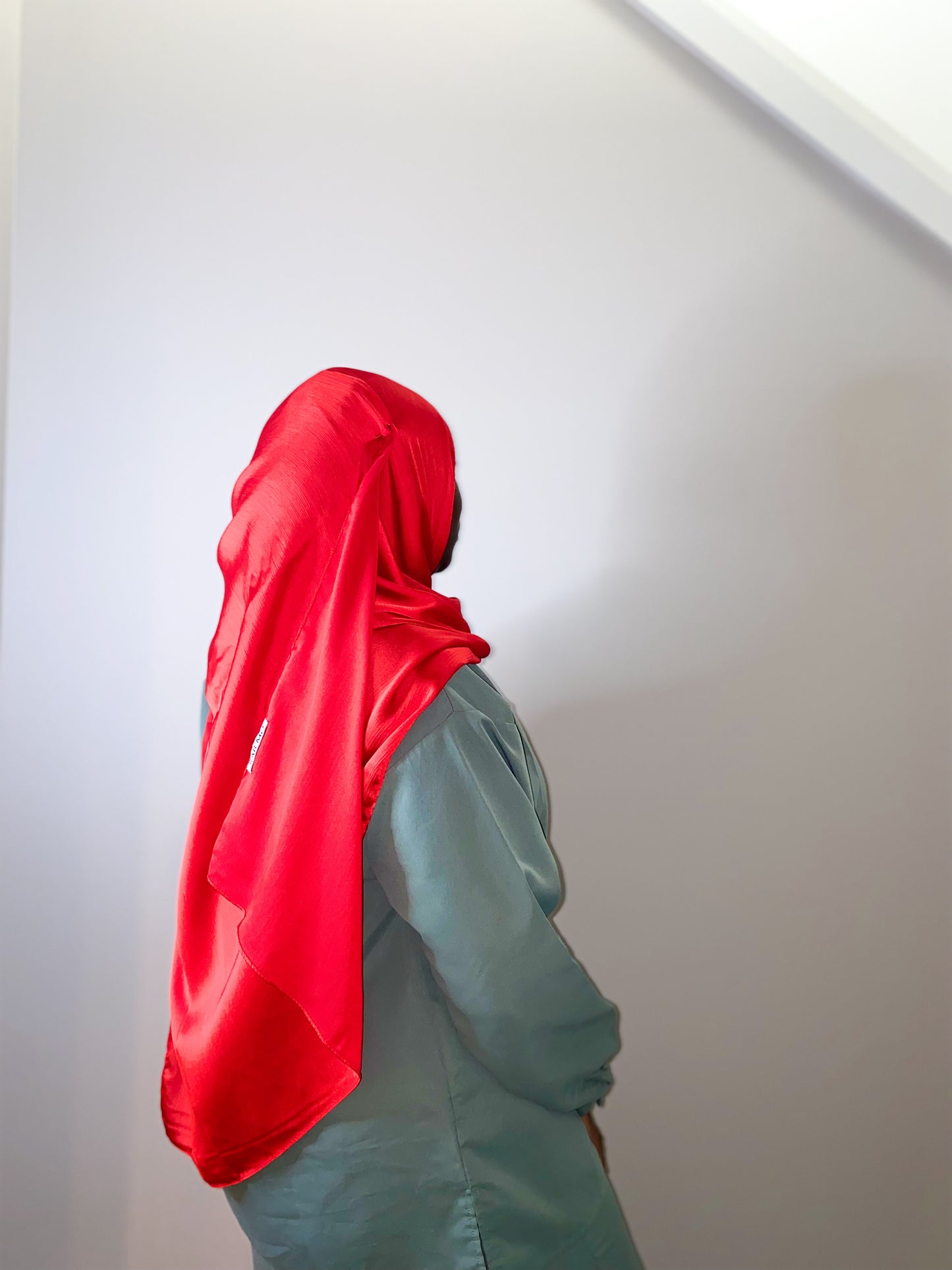 Texture Satin Chiffon Hijab - Red