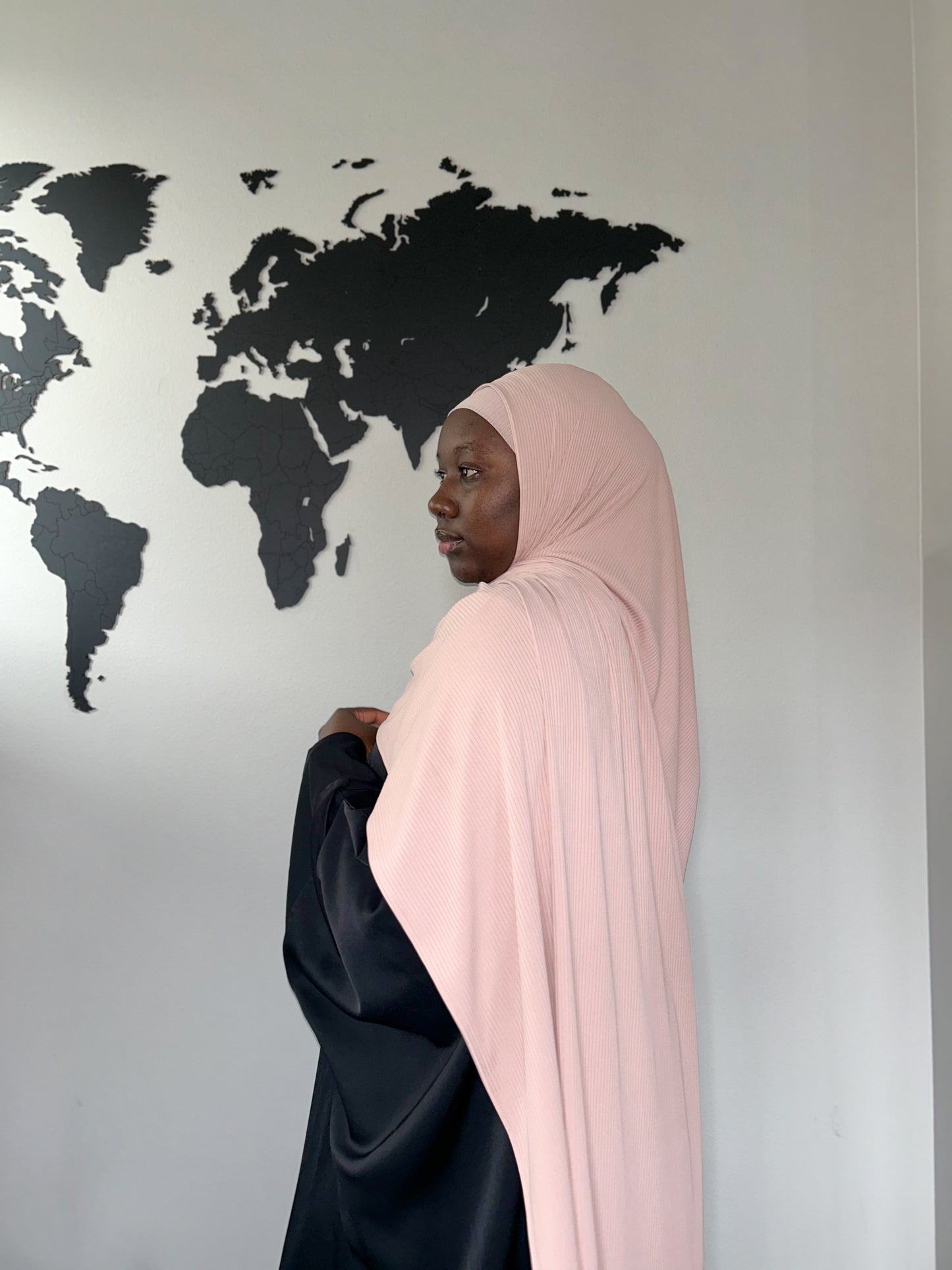 Ribbed Jersey Hijab - Blush