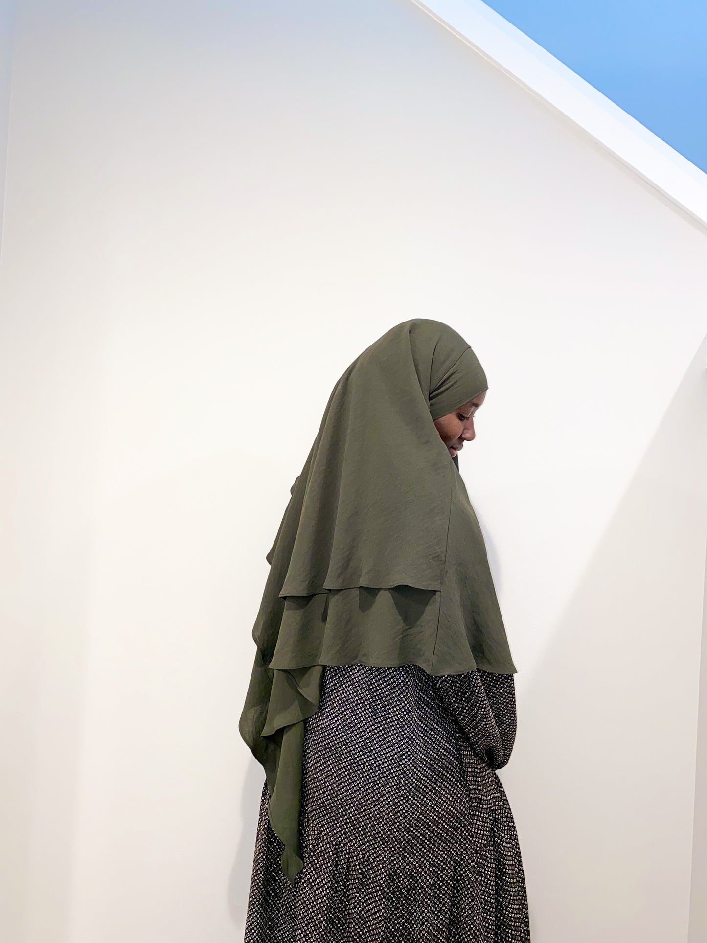Double Layered Khimar - Army Green