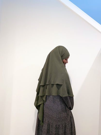 Double Layered Khimar - Army Green