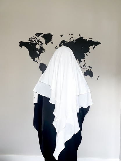 Double Layered Khimar - White
