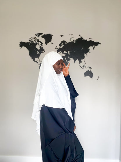 Double Layered Khimar - White