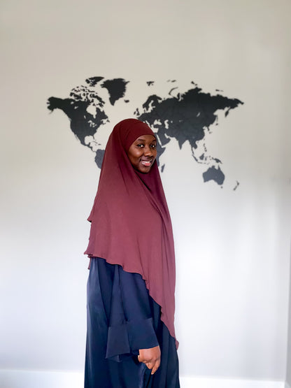 Double Layered Khimar - Dark Coffee