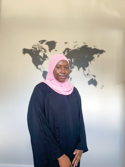 Black Lace Chiffon Hijab - Lavender Rose