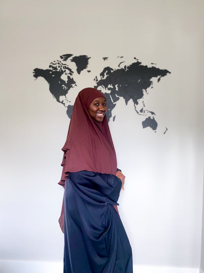 Double Layered Khimar - Dark Coffee