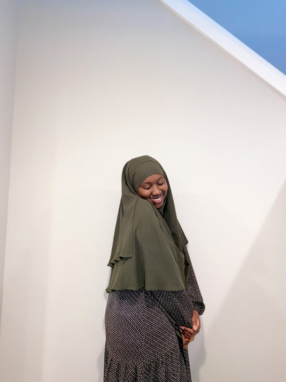 Double Layered Khimar - Army Green