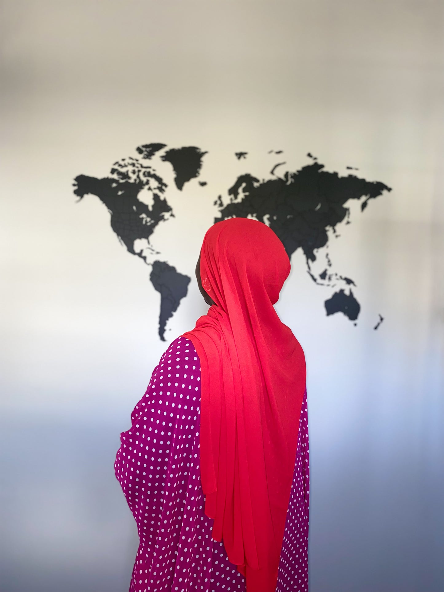 Instant Chiffon Hijab (stitched undercap) - Red