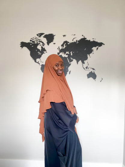 Double Layered Khimar - Coffee