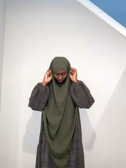 Double Layered Khimar - Army Green