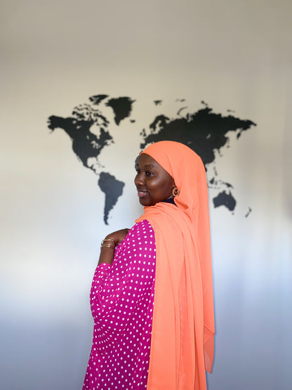 Instant Chiffon Hijab (stitched undercap) - Orange