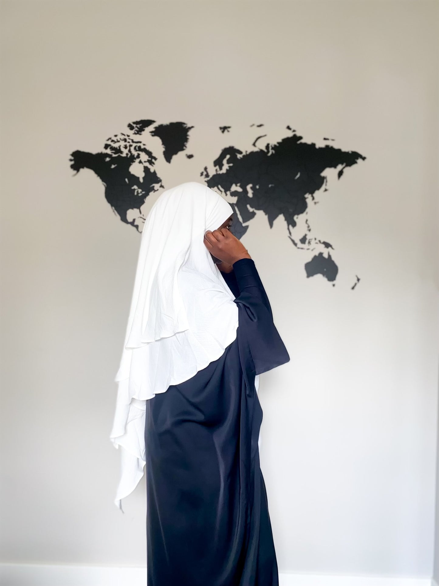 Double Layered Khimar - White