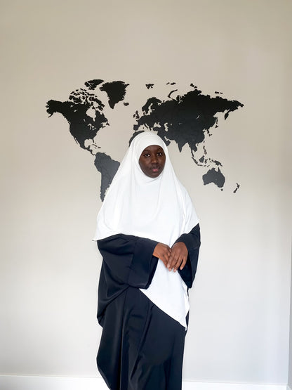 Double Layered Khimar - White