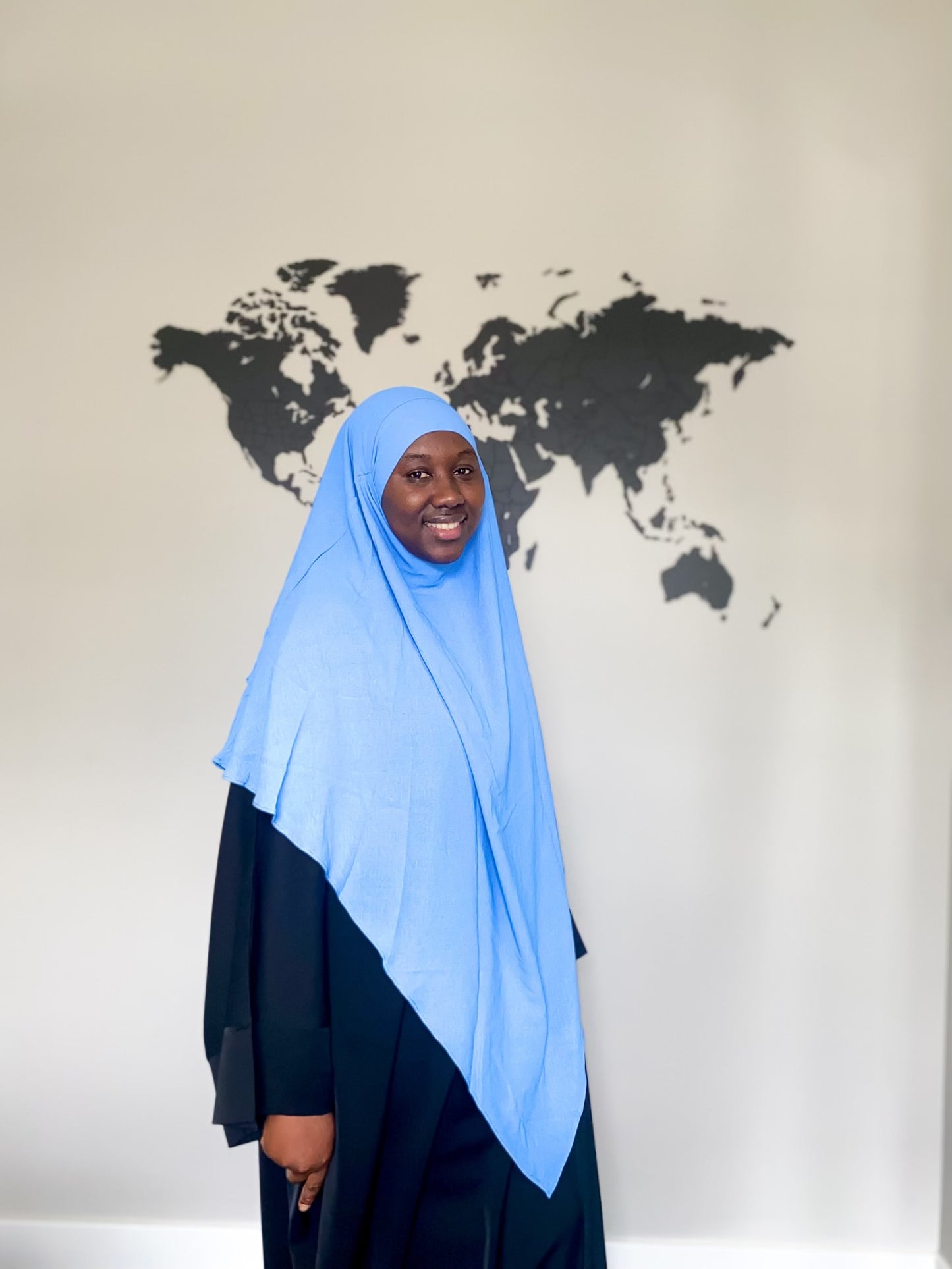 Double Layered Khimar - Light Blue