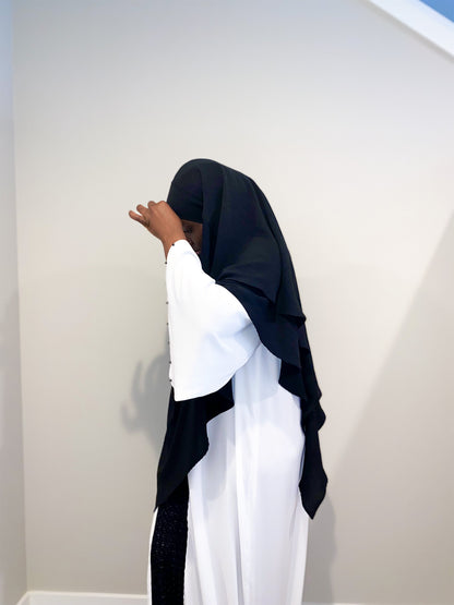 Double Layered Khimar - Black