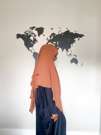 Double Layered Khimar - Coffee