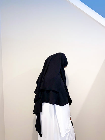 Double Layered Khimar - Black