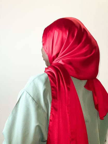 Texture Satin Chiffon Hijab - Wine